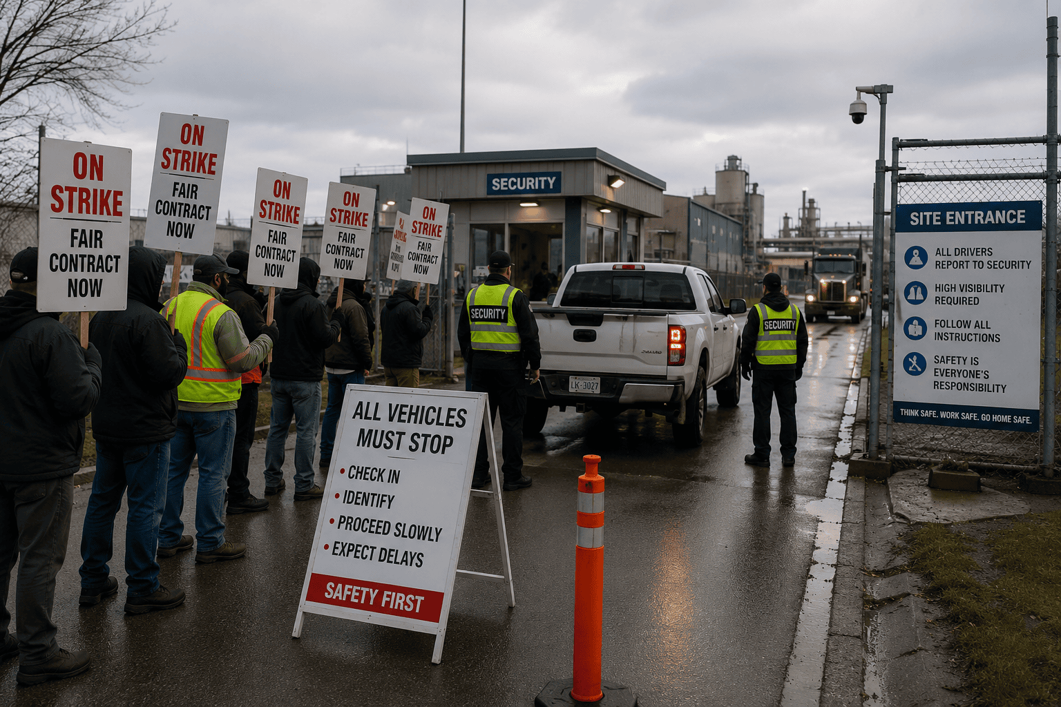 Picket line access planning during a labour dispute
