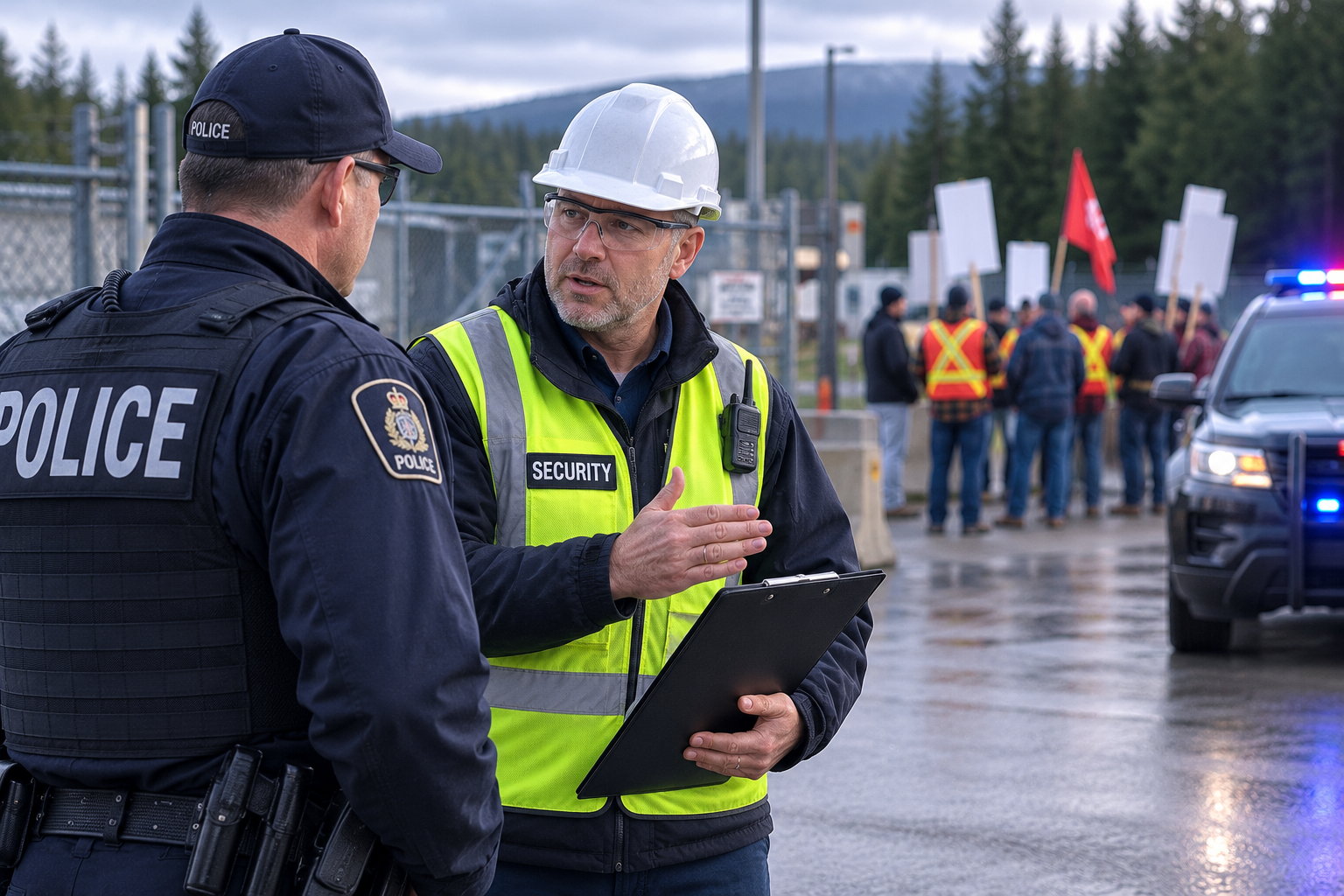 Police injunctions and picket lines during labour dispute planning
