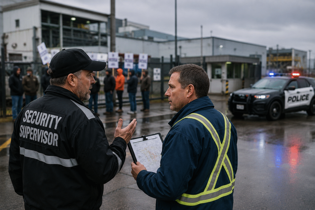 Police injunctions and picket lines during labour dispute planning